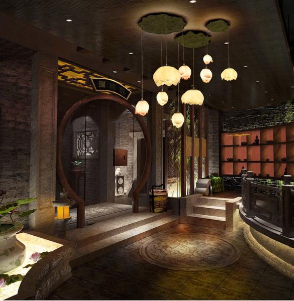 新中式吊灯客厅灯，茶楼餐厅过道灯具，创意个性艺术莲花荷花吊灯
